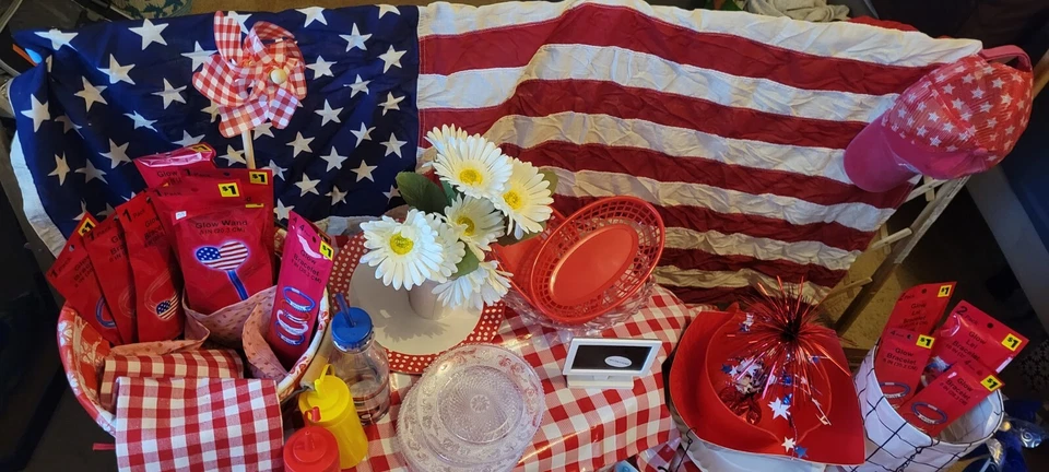 LOTE de accesorios y decoraciones para fotógrafo con temática de picnic del 4 de julio Foto 2 de 4