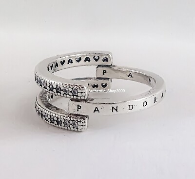 NEW 100% Authentic PANDORA 925 Signature Logo & Pave Double  display picture 2