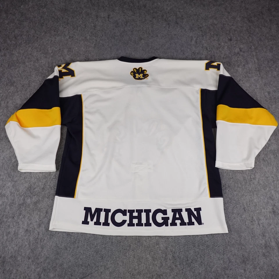 Michigan Wolverines Hockey Jersey Mens 48 XXL White Sewn Fight Strap Zephyr VTG - Image 2 of 4