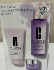 CLINIQUE 3 PC SET: Take Day Off 6.7 OZ - Rinse-Off Foaming Cleanser 5 OZ NEW BOX