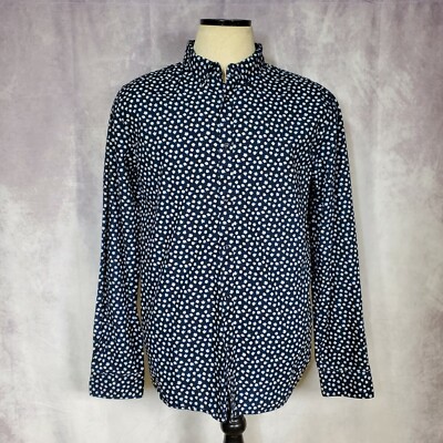 denim and flower dress shirts & Long Sleeve Button Up Shirt NAVY BLUE FLORAL XL 17.5 x 37 Blue denim Size:5 X 2.75 X 2 patouCode_DR0320036 Willow Polka Dot Midi two chest flap pockets