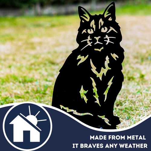 Cat Silhouette Home Decoration Statue Metal Art Garden Ornament Gifts Her Woman - Foto 36 di 48