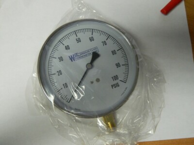 WGTC 4-1/2  Dial, 1/4 Thread, 0-15 Scale Range, Pressure Gauge