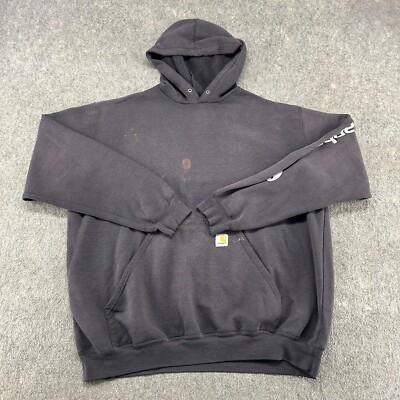 VINTAGE Carhartt Hoodie Mens XL Black Pullover Sun Faded