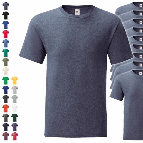 10er Pack Fruit of the Loom Iconic T Herren T-Shirt Mehrpack Größe S ...