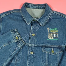 Vintage Pointer Brand Union AFL CIO NYC Trucker Jacket Mens 2XL Denim 1980s USA