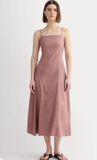 Everlane The Seamed Dress in Stretch Linen Women Size 2 Rose Dusk $168