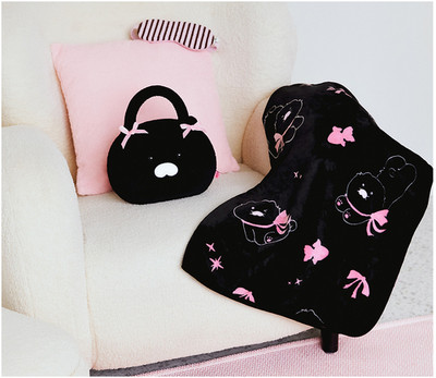 Kakao Friends Black Chun Pouch Knee Blanket & Pouch Set Choonsik