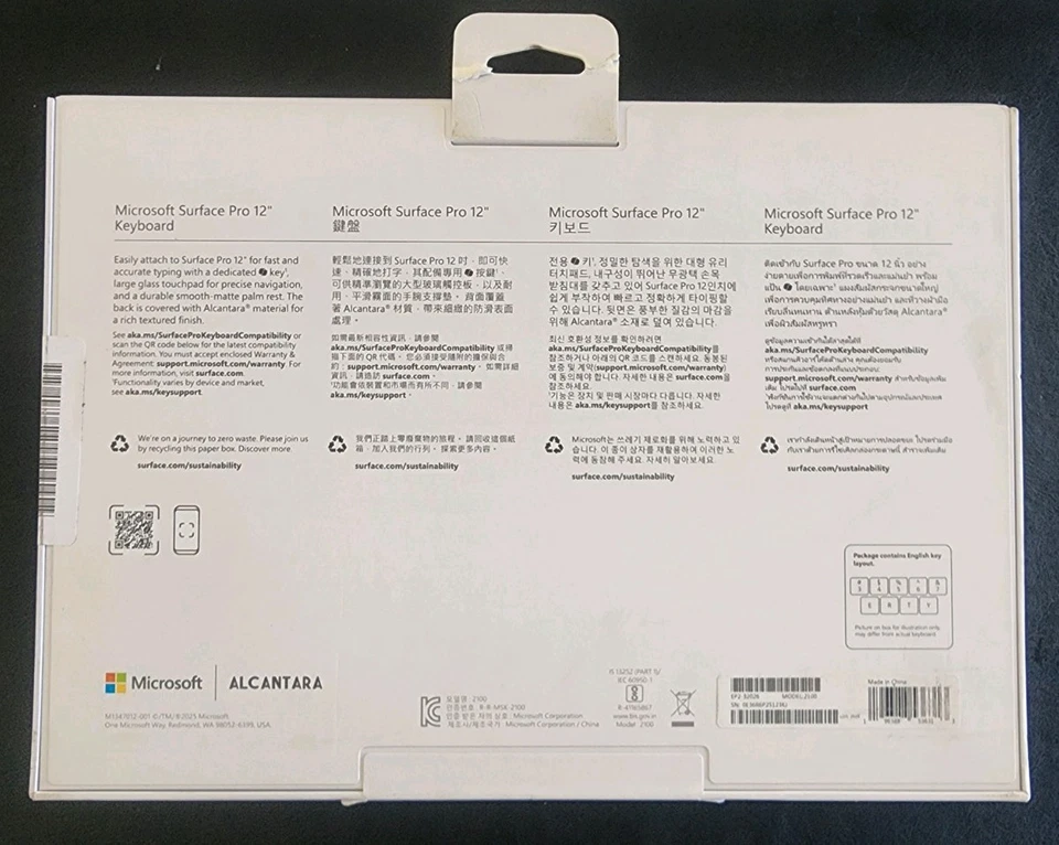 Microsoft Surface Pro 12" Alcantara "Slate" Keyboard model 2100  Free Shipping  - image 3 of 3