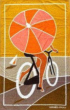Hermes Beach Bath Towel La Route Brown Sand Orange Blanket Cotton Auth New tag