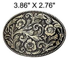 Western Engraved Floral Belt Buckle 2 Color Options 