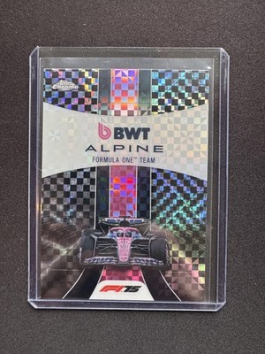 BWT Alpine Team Logo 2025 Topps Chrome Formula 1 F1 B&W Checker Flag