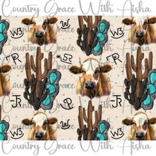 20oz Skinny Tumbler Western Cow Sublimation Transfer Ready To Press