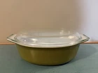 Pyrex Green Round Glass Casserole with Lid Vintage 473 Original