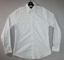 Charles Tyrwhitt Button Up Shirt Men's Extra Slim Fit Medium Blue Striped Casual