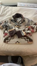 Western Wits Aztec Fleece Sweater Mens Small Tan Cowboy Comfort Tribal Pullover