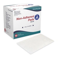 Dynarex Sterile Non-Adherent Dressing Rectangle 3 x 4" 3434 100 per Box