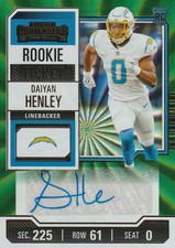 2023 Daiyan Henley RC Contenders #199 Rookie Ticket Green Laser Auto - Chargers