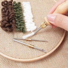 DIY Punch Needle Wooden Handle Set Embroidery Felting Thread Tool Craft Kit