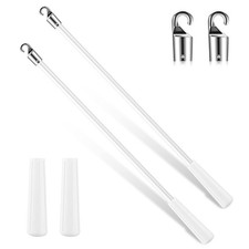2 Pieces White Fiberglass Blind Wand Vertical Blinds Stick Replacement with Hook