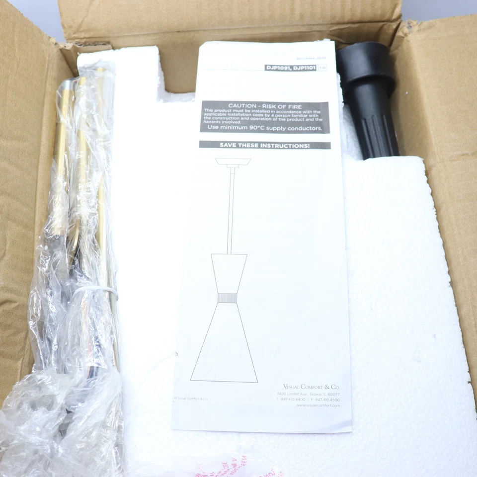 Visual Comfort And Co 1-Light Statement Pendant Light Satin Brass DJP1101SB - Image 3 of 4