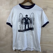 Vintage 70s Sportswear Cycling Ringer Single Stitch Sz Medium 18 x 25