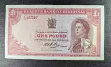 RHODESIA 1 POUND  OCT 1968 QE2 VICTORIA FALLS CIRC