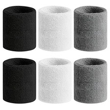 Sweatbands Sports Wristband for Men  Women - Moisture Black/White/Gray