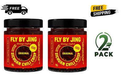 2 Pack Fly by Jing Sichuan Chili Crisp, All-Natural and Vegan Chili Sauce, 6 oz
