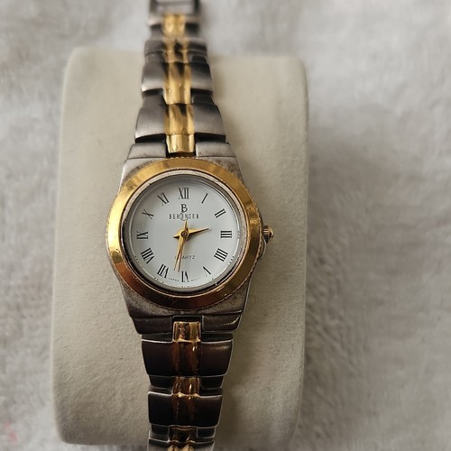 Berenger Women's Quartz Two-Tone Metal Bracelet White Dial Roman Dress Watch