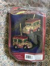 Sulyn HOLIDAY TAXI Auto Car Vintage Sequin Bead Christmas Ornament Craft Kit NOS