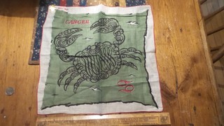 Vintage TAMMIS KEEFE HANKY Handkerchief CANCER CRAB