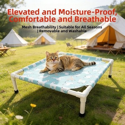 Erhöhtes Hundebett Haustier Katze stabil Campingbett Indoor Outdoor abnehmbare Betten UK