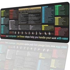 Excel Cheat Sheet Desk Pad, Large XL Waterproof Mouse Pad 31.5" x 11.8", Gray