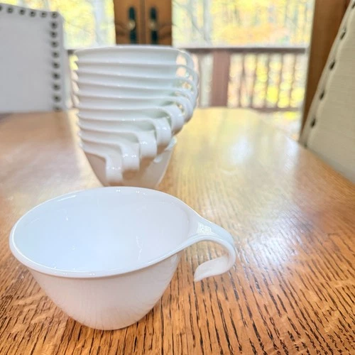 Set of 11 Vintage Corelle Winter Frost White Hook Handle Coffee Mugs Tea Cups