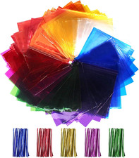 160 Pcs Cellophane Sheets Multi-Colored See through Colorful Sheets with Twist T