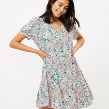 Loft Floral Flounce Shirtdress