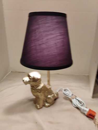 Cast Resin Sitting Golden Retriever Dog Table Lamp w/Lamp Shade