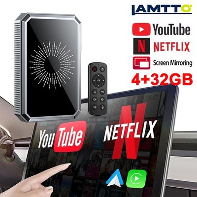 Wireless CarPlay AI Box Android Auto Adapter w/ Netflix/YouTube/Remote Control