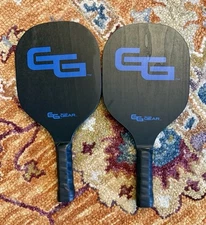 Go Time Gear - Pickleball Paddles Black Blue GG Gear Wood Wooden Set 2 Pair USED
