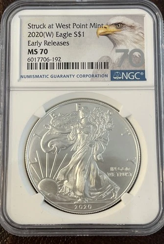 2020 (W) American Silver Eagle NGC MS70  Struck at West Point Mint Early Release