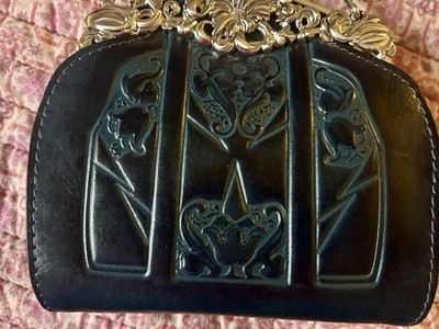 Patricia Nash Navy Silver Hardware Handbag Crossbody Purse Tooled Rosaria