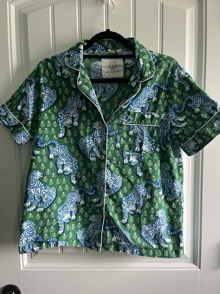 Conjunto de 2 pijamas de algodón orgánico estampado Fresh Tiger Queen verde jade Foto 4 de 4