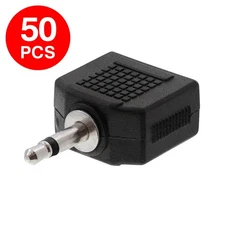 50PCS 3.5mm Mono Male to 2 3.5mm Stereo Female Audio Adapter Converter Splitter