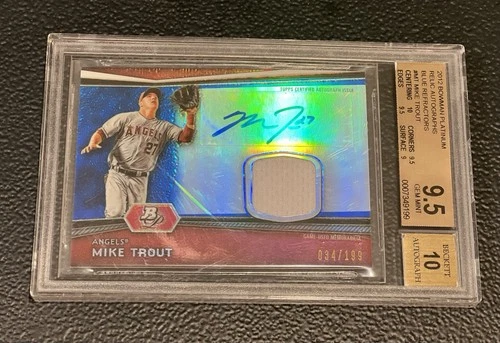 Trout 2012 Bowman Platinum Blue Refractor Relic Auto /199 BGS 9.5 GEM MINT