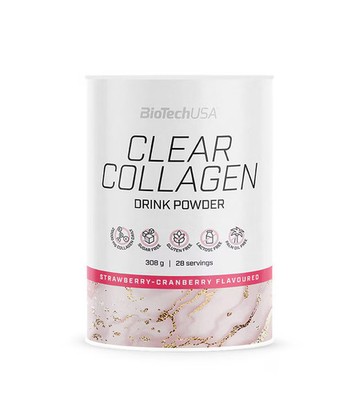 BioTech USA Clear Collagen Drink Powder, 308 g Dose, Strawberry-Cranberry