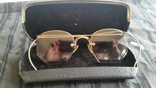 Antique American Optical Rimless Eyeglass AO Gold Filled Frame w/Bifocals  Case