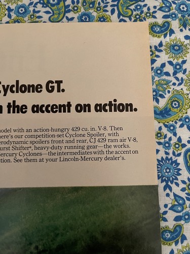 Vintage 1969 Print Ad Featuring 1970 Mercury Cyclone GT - Picture 3 of 7