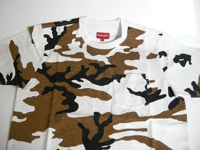 T shirts de poche 2016FW/16AW/16FW taille S Supreme S/S camouflage