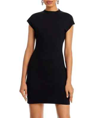 #ad Aqua L13019 Womens Black Ponte Knit Sheath Mini Dress Size XL $47.60
